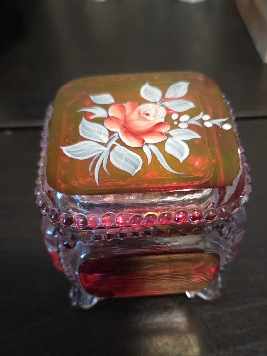 Westmoreland Other - Westmoreland Glass Trinket Box Filled With Jewelry (Handpainted) [1976]